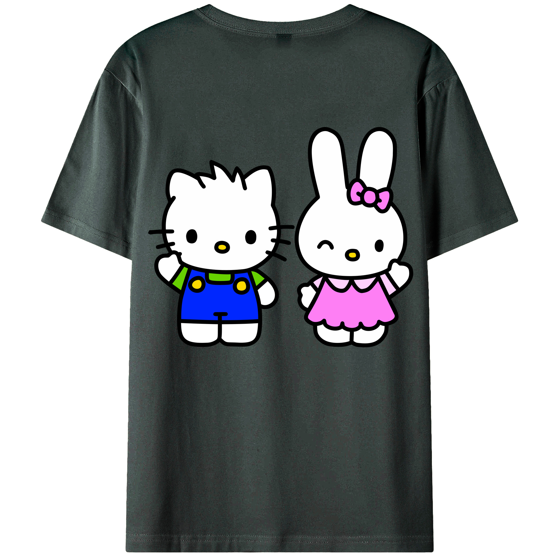 （画像用） Hello Kitty ハローキティ 綿100％ メンズ半袖Tシャツ（バックプリント） 通気性